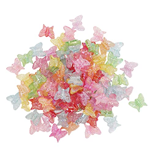 100 Stück Schmetterlings-Blumen-Herz-Süßigkeits-Perlen,Schmetterlings-Blumen-Herz-Süßigkeits-Perlen,Schmetterlings-Form-Perlen-Plastikmaterial Entspannendes DIY-Herstellen von bunten Bastelperlen für von plplaaoo