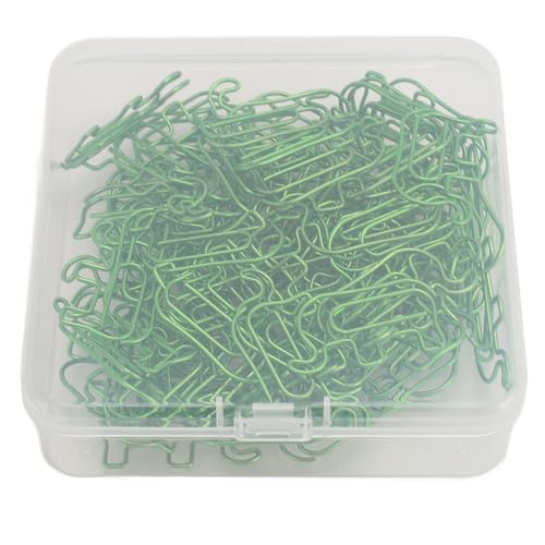 100pcs paperclip niedliche elefantenförmige Edelstahl -Büroklamme mit Aufbewahrungsbox für Fotomarkmarke (Grün) von plplaaoo