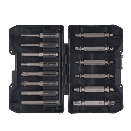 14 Stcs Schraubenextraktionsbohrbit Set hoher Kohlenstoffstahl Doppelkopf beschädigt gebrochene Schraubenentferner Kit 14 Stcs Schraubenextraktionsbohrbit Set hoher Kohlenstoffstahl Doppelkopf beschädigt gebrochene Schraubenentferner Kit von plplaaoo