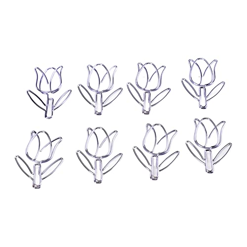 Büroklammer, süßes lila Tulpen-Design,50 Stück Büroklammern in Blumenform, langlebiges Metall, weit verbreitete Blumen-Büroklammern für Notebook-Lesezeichen, Tulpen-Büroklammern, lustige Bürobedarf von plplaaoo