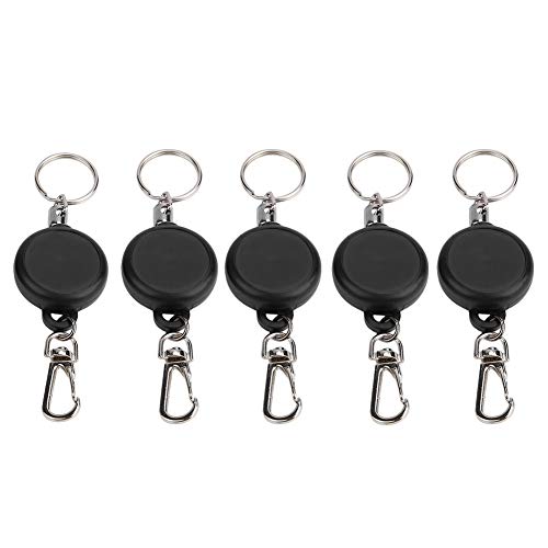 Einziehbare Schlüsselkette Stahldrahtseildehnungsschlüssel Schließe Anti -Lose -Schlüsselring Mini Leicht für Gürtel oder Beutel Abs Schwarz 60 cm 5pcs (Fünf verkauften einen) von plplaaoo