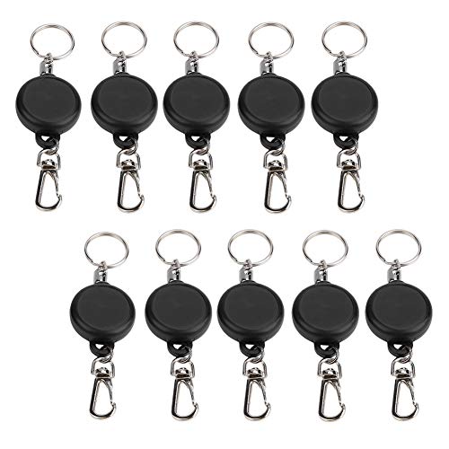Einziehbare Schlüsselkette Stahldrahtseildehnungsschlüssel Schließe Anti -Lose -Schlüsselring Mini Leicht für Gürtel oder Beutel Abs Schwarz 60 cm 5pcs (Zehn verkauft) von plplaaoo