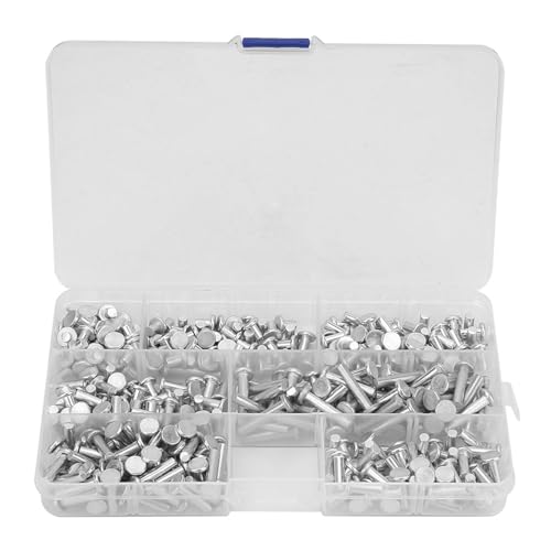 Flat Head Solid Aluminium Nieten M4 Sortiment Kit 350pcs Hochfestige Korrosionsbeständige Nieten für Industrie- und DIY -Projekte Aluminiummaterial 4/6/8/10/12/16/20 mm Größen Flat Head Solid Aluminium Nieten M4 Sortiment Kit 350pcs Hochfestige Korrosionsbeständige Nieten für Industrie- und DIY -Projekte Aluminiummaterial 4/6/8/10/12/16/20 mm Größen von plplaaoo