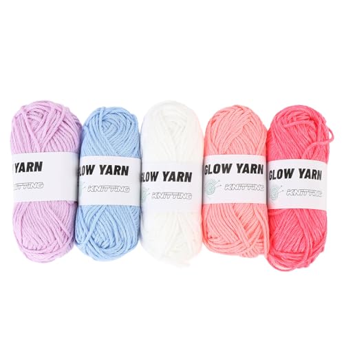 Glühgarn 5 Rollen leuchtend stricken häkelnden Garn für DIY -Handwerksprojekte Superweiches Polyester -Glühen im dunklen Garn 49 Meter pro Roll Glühgarn 5 Rollen leuchtend stricken häkelnden Garn für DIY -Handwerksprojekte Superweiches Polyester -Glühen im dunklen Garn 49 Meter pro Roll von plplaaoo