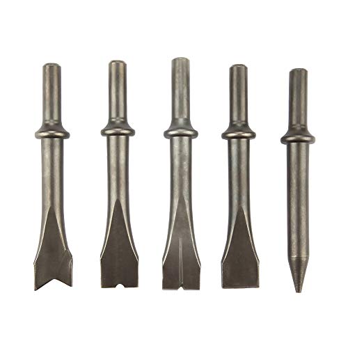 Lufthammermeißel Set Premium Chrom Molybdän Stahl Langable pneumatische Hammerbits für Mauerwerk Betonabbruch 5pcs 10 cm runden Schaft von plplaaoo
