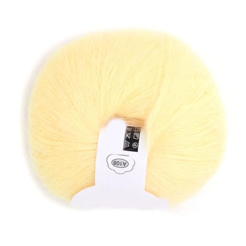 Mohair-Garn zum Häkeln, Angora-Garn, Merinowolle, Garn zum Stricken, Tropfen, Kid Silk Mohair-Garn, Wolle, Kaschmir-Mohair-Mischgarn, beliebte weiche Strickwolle für DIY-Webart (02 Gänsegelb) von plplaaoo