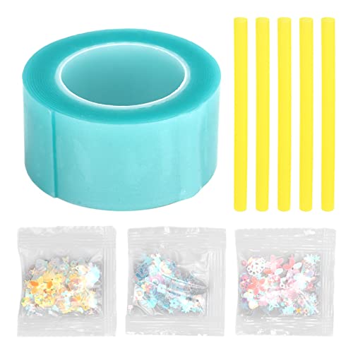 Nano Tape Bubble Kit Elastizität Ballons DIY doppelseitige klare Klebebaublase Bastelkit mit Strohhalmen und dekorativen Füllungen für Kinder Jungen Mädchen Geburtstagsfeiern (Blau) von plplaaoo