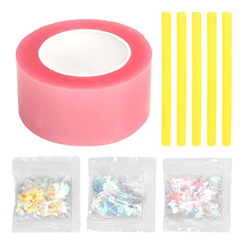 Nano Tape Bubble Kit Elastizität Ballons DIY doppelseitige klare Klebebaublase Bastelkit mit Strohhalmen und dekorativen Füllungen für Kinder Jungen Mädchen Geburtstagsfeiern (Rosa) von plplaaoo