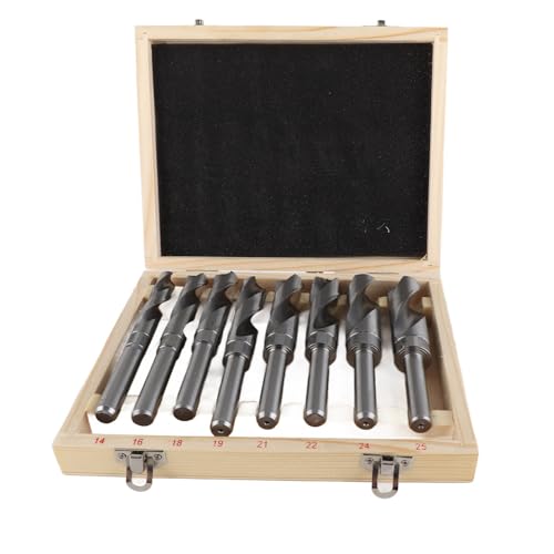 Spiralbohrer-Set aus Hartstahl, groß, wärmebehandelt, industriell, 8-teilig, für Schreiner, Bauarbeiter, Elektriker, Werkstätten, Heimwerker, Amateure, Stylisten. Material: von plplaaoo