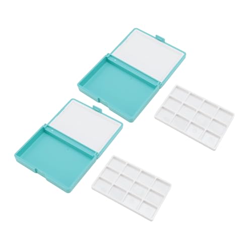 Tragbare Aquarellkasten abnehmbar einfach zu reinigen kompakte Mini -Aquarellpalette -Box für Künstler Anfänger, die Schüler im Freien Mal Kunststoff 2pcs Reisen (Blue Box, 12 Gitter) von plplaaoo