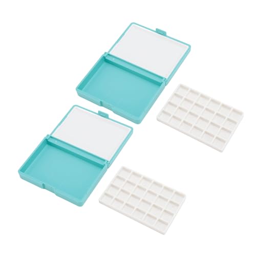 Tragbare Aquarellkasten abnehmbar einfach zu reinigen kompakte Mini -Aquarellpalette -Box für Künstler Anfänger, die Schüler im Freien Mal Kunststoff 2pcs Reisen (Blue Box, 24 Gitter) von plplaaoo
