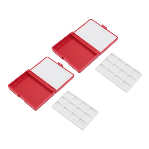 Tragbare Aquarellkasten abnehmbar einfach zu reinigen kompakte Mini -Aquarellpalette -Box für Künstler Anfänger, die Schüler im Freien Mal Kunststoff 2pcs Reisen (Rote Box, 12 Gitter) von plplaaoo