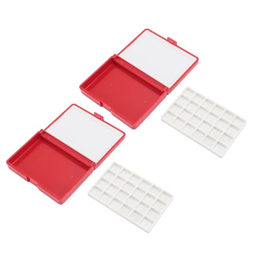 Tragbare Aquarellkasten abnehmbar einfach zu reinigen kompakte Mini -Aquarellpalette -Box für Künstler Anfänger, die Schüler im Freien Mal Kunststoff 2pcs Reisen (Rote Box, 24 Gitter) von plplaaoo