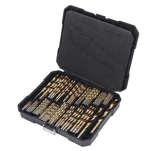 Twist Bohrer Bit 230pcs Hochgeschwindigkeits -Stahl -HSS -Bohrer für Holzplastik 20 Typen einschließlich 3/64 -Zoll -bis 1/2 -Zoll -Speicherbox enthalten von plplaaoo