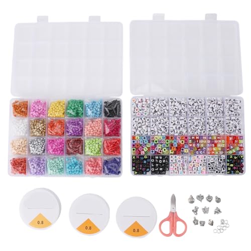 plplaaoo Buchstabenperlen Kit 24 Farben 4mm Ponyperlen und runde Quadratalphabetperlen mit Anhänger und elastischer Schnur für Freundschaftsarmband machen DIY -Schmuckhandwerk Kinder plplaaoo Buchstabenperlen Kit 24 Farben 4mm Ponyperlen und runde Quadratalphabetperlen mit Anhänger und elastischer Schnur für Freundschaftsarmband machen DIY -Schmuckhandwerk Kinder von plplaaoo