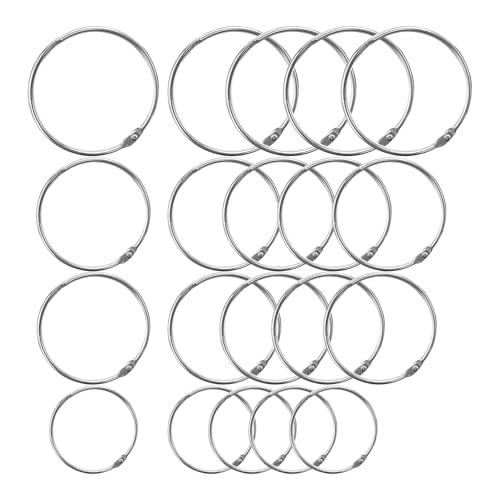 20 Stück Buchringe Set,Buchringe 20mm,25mm,30mm Binder Metall Buchbinderinge,Heftringe Karteikarten Ringbinder Buchbinderinge für Memo Ablage,Namensschilder,Fotoalbum und Schlüsselringe(Silber) von pluvialix