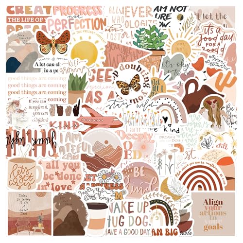 50 StüCk Bullet Journal Sticker,Aufkleber,Boho-Motivierende äSthetische Aufkleber Sticker für Erwachsene Fotoalbum Laptop Buch Fotokalender HandyhüLle Motivationsaufkleber Ostern Romance Scene von pluvialix