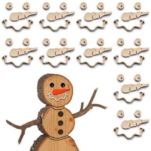 10 Set unlackiertes Holz-Schneemanngesicht zum Bastelset – bemalbares Holz-Bastelzubehör mit Augen, Nase und Mund – Weihnachtsdekoration, Urlaubs-Basteldekorationen für Kinder und Erwachsene 10 Set unlackiertes Holz-Schneemanngesicht zum Bastelset – bemalbares Holz-Bastelzubehör mit Augen, Nase und Mund – Weihnachtsdekoration, Urlaubs-Basteldekorationen für Kinder und Erwachsene von poceton