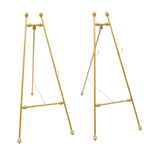 Staffeleiständer, Gold Staffelei Ständer, Faltbar, Einstellbarer Abstand, Staffelei Hochzeit für Malerei, Ausstellung, 50 x 118 cm von pochcicou