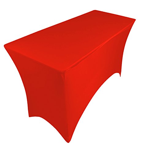 pod linen 25 Farben erhältlich, Stretch Spandex Tischhusse für 120x60x75cm (Leuchtend Rot) von pod linen