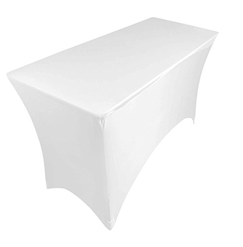 pod linen 25 Farben erhältlich Spandex Stretch Husse Tischdecke für 4 Fuß Tisch 120x60x75cm (Weiß) von pod linen