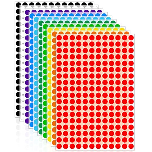 Poeland 2040 farbige Punkte, selbstklebende Punkte, 10 mm, runde Aufkleber für Büro, Klassenzimmer, Aktivität, 10 Farben von poeland