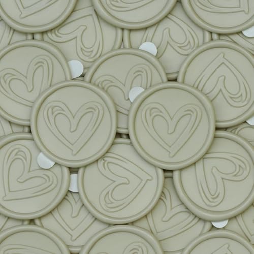 Poemluve 50 Stück Selbstklebend Wachssiegel Goldene mit Herz Mustern, Siegelaufkleber Hochzeit für Einladungen, Umschläge, Briefumschläge, Dekorieren von Deko, DIY (Elfenbein) von poemluve