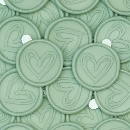 Poemluve 50 Stück Selbstklebend Wachssiegel Goldene mit Herz Mustern, Siegelaufkleber Hochzeit für Einladungen, Umschläge, Briefumschläge, Dekorieren von Deko, DIY (Mintgrün) von poemluve
