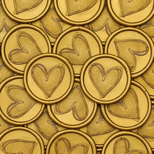 Poemluve 50 Stück Wachssiegel Selbstklebend mit Herz Mustern Goldene Wachssiegel zum Kleben Siegelaufkleber Hochzeit für Einladungen, Briefumschläge, Geschenke, Postkarten, Valentinstag, DIY (Goldene) Poemluve 50 Stück Wachssiegel Selbstklebend mit Herz Mustern Goldene Wachssiegel zum Kleben Siegelaufkleber Hochzeit für Einladungen, Briefumschläge, Geschenke, Postkarten, Valentinstag, DIY (Goldene) von poemluve