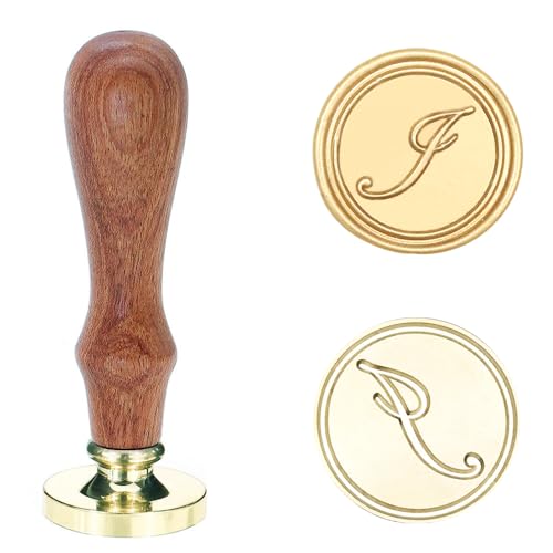 Poemluve Siegelstempel Initialen I 25mm Wachssiegel Stempel für Einladungen zur Hochzeit mit Holzgriff Vintage Wachs Siegel Stempel Buchstaben für Umschlag Briefe Geschenkpapier Umschlag (Buchstabe I) von poemluve