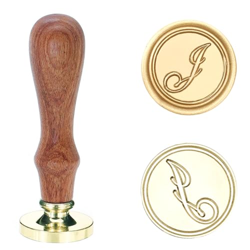 Poemluve Siegelstempel Initialen J 25mm Wachssiegel Stempel für Einladungen zur Hochzeit mit Holzgriff Vintage Wachs Siegel Stempel Buchstaben für Umschlag Briefe Geschenkpapier Umschlag (Buchstabe J) von poemluve