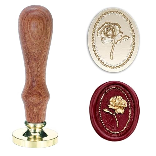 Wachs Siegel Stempel 3D-Prägung mit Messingkopf Holzgriff Vintage-Stil Siegelstempel Für Umschläge Hochzeitseinladungen Geschenkverpackungen DIY (Grand Rose Setzen) von poemluve