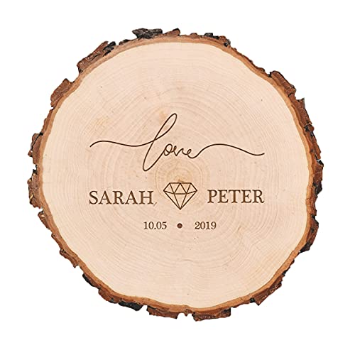 Naturholz Baumscheibe rund - Tischdekoration mit Wunschgravur - Geschenk zur Hochzeit - Jahresringe - individuelle Geschenkidee - Für Liebespaare - Motiv Love Naturholz Baumscheibe rund - Tischdekoration mit Wunschgravur - Geschenk zur Hochzeit - Jahresringe - individuelle Geschenkidee - Für Liebespaare - Motiv Love von polar-effekt