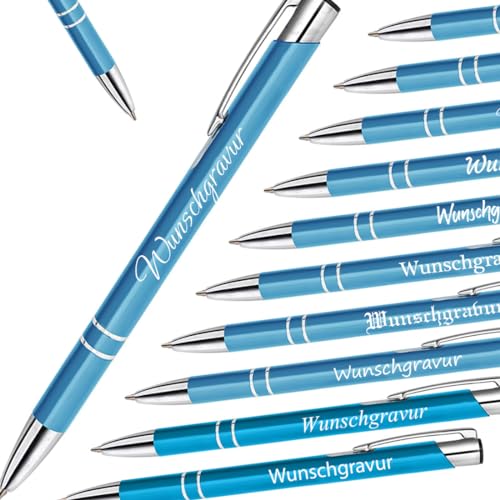 polar-effekt 1 Kugelschreiber Hellblau mit Gravur - Stift mit Namen - Geschenk-Idee zum Geburtstag - Ideal für das Büro, Home Office oder Schule von polar-effekt