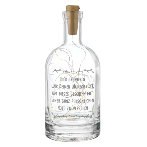 polar-effekt LED Deko Leuchtflasche aus Glas mit personalisierter Gravur - Flaschenlicht mit Wunschtext - Dekoration für zu Hause - das Geburtstagsgeschenk von polar-effekt