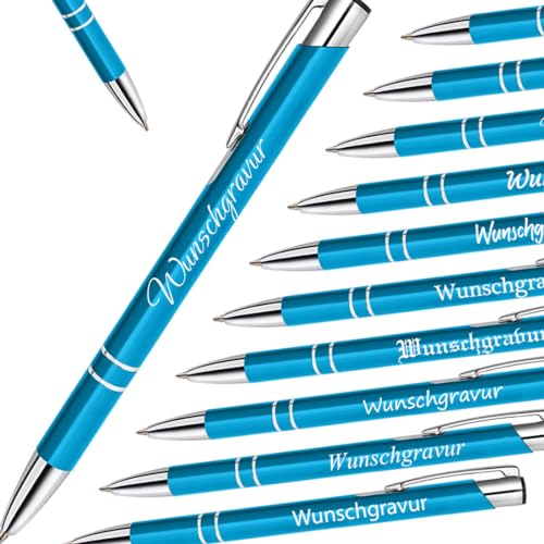 polar-effekt 1 Metall Kugelschreiber mit Gravur - Werbekugelschreiber mit Name - personalisierter Stift - Farbe Türkis von polar-effekt
