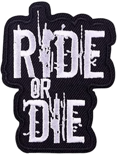 Punk Skull Ride or Die bestickter Stoff-Aufnäher, Hip-Hop-Kultur, Patch, Ride or Die, Buchstaben, zum Aufbügeln oder Aufnähen, DIY, modische Jacke, bestickt, Biker-Patch, Jeans, Taschen, Hüte von pologmase