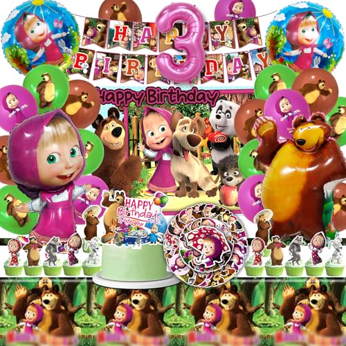Masch Geburtstags Dekorationen 3 Jahre, Masch Ballon, Masch Geburtstags Deko Set, Masch Geburtstags Banner, Tischdecken, Kuchen Dekorationen, Geeignet für die Dekoration von Mottopartys Masch Geburtstags Dekorationen 3 Jahre, Masch Ballon, Masch Geburtstags Deko Set, Masch Geburtstags Banner, Tischdecken, Kuchen Dekorationen, Geeignet für die Dekoration von Mottopartys von polrsgh