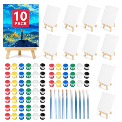 Pomaylor 10 Stück 12,7 x 17,8 cm große Leinwandtafeln zum Malen, Mini-Leinwände mit Staffelei-Set, Zeichensets für Erwachsene und Kinder, Party mit Acrylfarbe, Leinwand, Staffelei, Pinseln Pomaylor 10 Stück 12,7 x 17,8 cm große Leinwandtafeln zum Malen, Mini-Leinwände mit Staffelei-Set, Zeichensets für Erwachsene und Kinder, Party mit Acrylfarbe, Leinwand, Staffelei, Pinseln von pomaylor