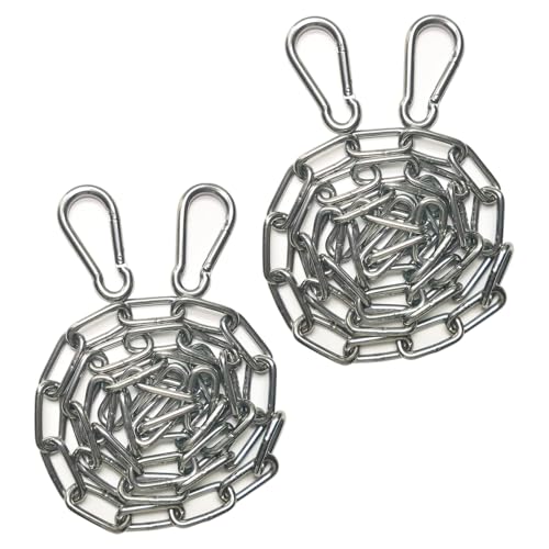 PONEZG 2 Stück Edelstahlkette Meterware 100cm Φ4mm mit M6 Karabiner *4, Gliederkette Meterware Stahlkette Kette Edelstahl Regenablaufkette Metallkette mit Karabiner Stainless Steel Chain(Φ4mm, 1M) von ponezg
