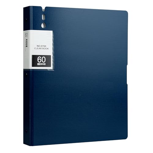 Kunst-Portfolio-Ordner, 60 Taschen mit Kunststoffhüllen, zeigt 120 Seiten Dokumente, 21,6 x 28,9 cm, Sichtbuch mit Kunststoffhüllen, für Kunstwerke, Dokumenten-Organizer, Ordner, Blau von porffitoy