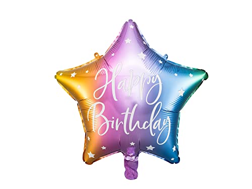 Folienballon Stern regenbogenfarben Happy Birthday 45cm von PartyDeco