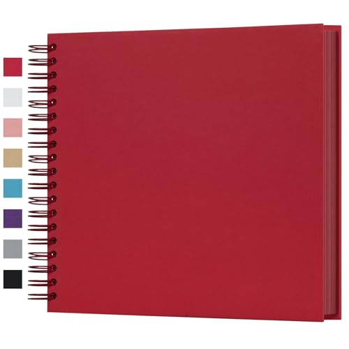 potricher 25,4 x 25,4 cm DIY Scrapbook Fotoalbum Hardcover Kraftpapier blanko rote Seite Hochzeit und Jahrestag Familie Fotoalbum (rot, 25,4 cm) von potricher