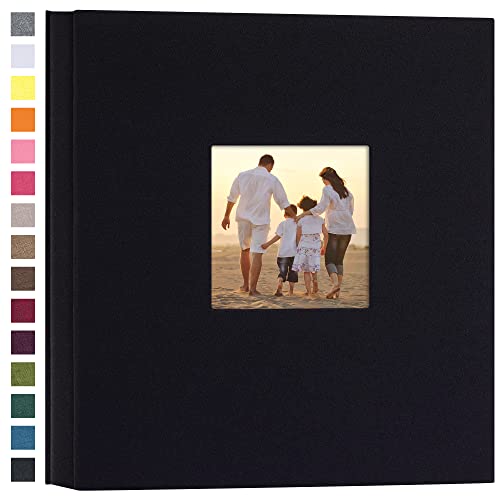 potricher Hardcover Fotoalbum aus Leinen, 10 x 15 cm, für 600 Fotos, großes Fassungsvermögen, für Familienhochzeit, Jahrestag, Baby-Urlaub (schwarz, 600 Taschen) von potricher