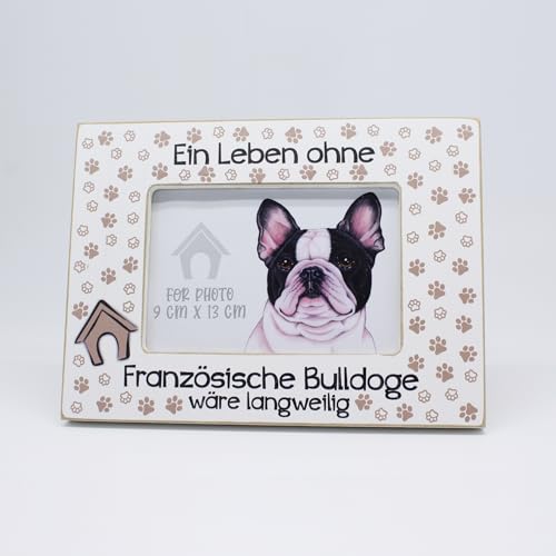 power gift FRANZÖSISCHE BULLDOGGE - Bilderrahmen mit Spruch. Rahmen mit Hunde Motiv. Foto, Fotorahmen aus Holz zum Aufstellen/Aufhängen. Geschenk für jeden Hundeliebhaber. von power gift