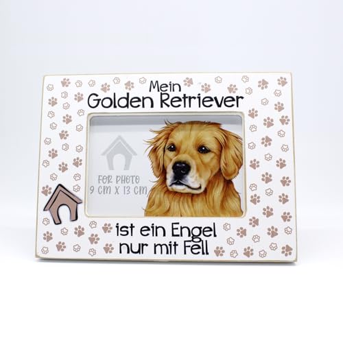 power gift Bilderrahmen mit GOLDEN RETRIEVER Spruch. Rahmen mit Hunde Motiv. Foto, Fotorahmen aus Holz zum Aufstellen oder Aufhängen. Geschenk für jeden Hundeliebhaber. von power gift