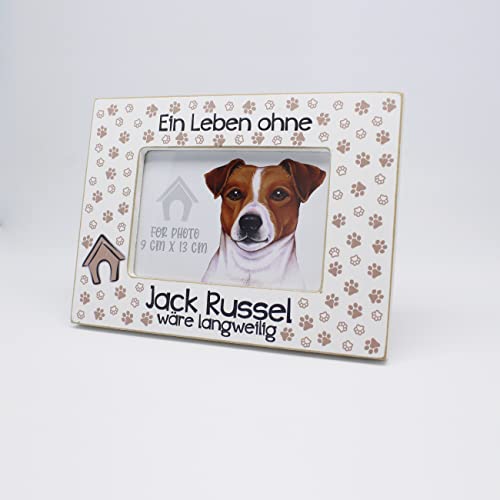 power gift JACK RUSSEL TERRIER Bilderrahmen mit Hunde Motiv. Foto, Fotorahmen aus Holz zum Aufstellen oder Aufhängen. Geschenk für jeden Hundeliebhaber. von power gift