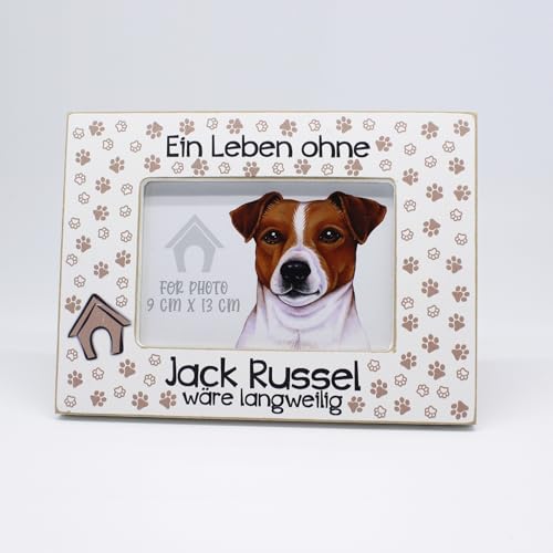 power gift JACK RUSSEL TERRIER Bilderrahmen mit Hunde Motiv. Foto, Fotorahmen aus Holz zum Aufstellen oder Aufhängen. Geschenk für jeden Hundeliebhaber. von power gift