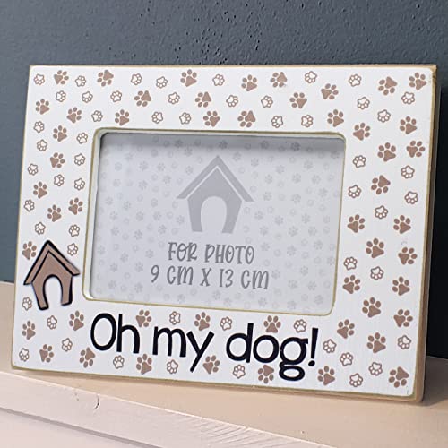 power gift OH MY DOG Rahmen mit Hunde Motiv. Foto, Fotorahmen aus Holz zum Aufstellen oder Aufhängen. Lustiger Bilderrahmen für alle Hunderassen. von power gift