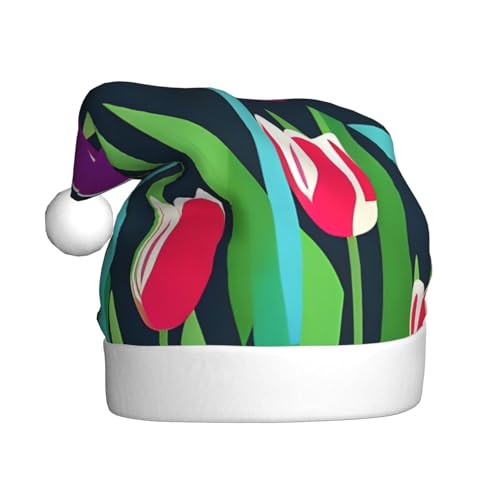 ppynte Bunte Tulpen, Plüsch-Weihnachtsmannmütze, bequeme Weihnachtsmütze, passend für Weihnachten, Neujahr, Party, Kopfbedeckung, 1 Stück ppynte Bunte Tulpen, Plüsch-Weihnachtsmannmütze, bequeme Weihnachtsmütze, passend für Weihnachten, Neujahr, Party, Kopfbedeckung, 1 Stück von ppynte